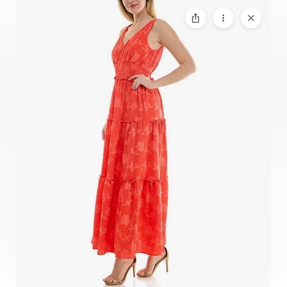 Maison Tara Vibrant Orange Maxi Dress - Picture 3 of 11
